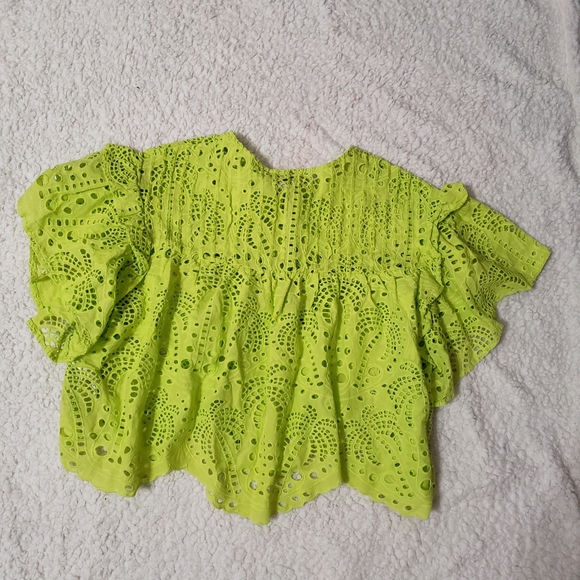 Set of Farm Rio Palm Tree Richilier Blouse & Linen Wide Leg Pants - Medi… - Picture 4 of 16